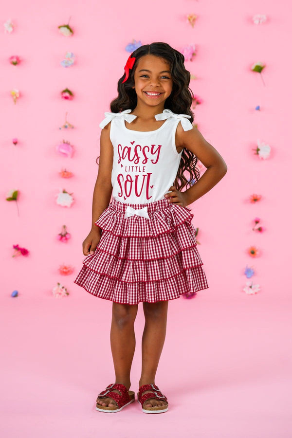 "Sassy Little Soul" Red Gingham Skirt Set