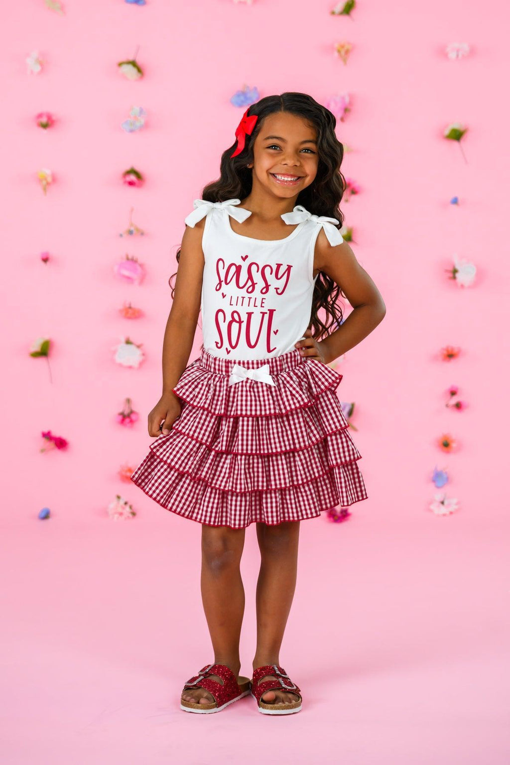 "Sassy Little Soul" Red Gingham Skirt Set