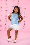 Blue & White Flower Short Set