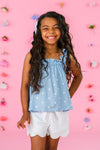 Blue & White Flower Short Set