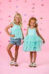 Mint Floral Tulle Dress