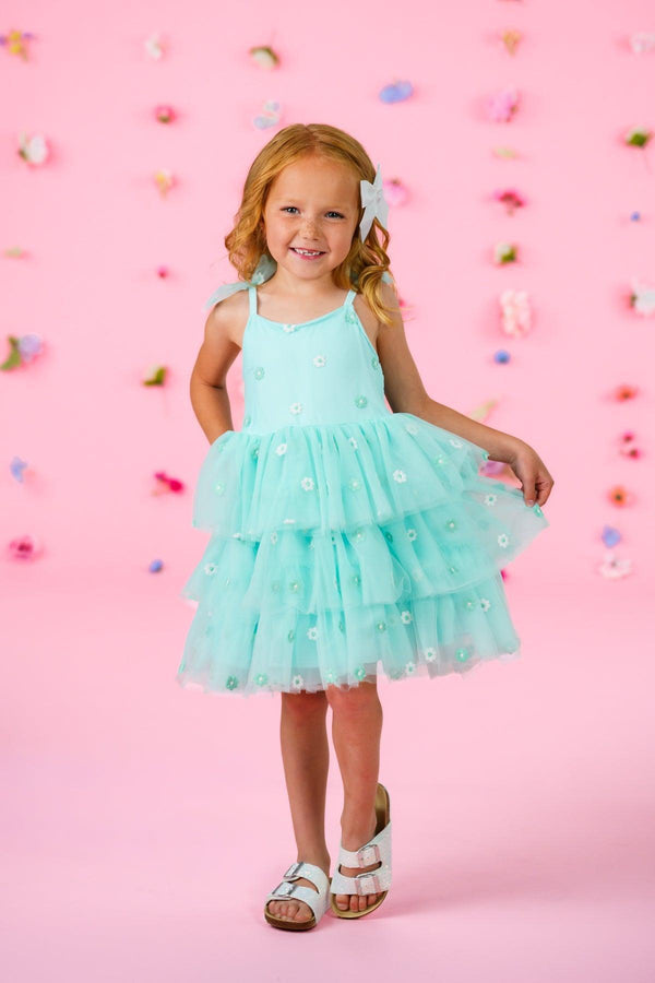 Mint Floral Tulle Dress