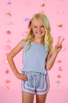 Blue Sequin Short Set