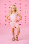 Pink Sequin Overalls