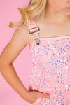 Pink Sequin Overalls