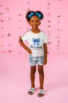 "She Is Worthy" Denim Bow Short Set