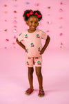 Pink Waffle Knit Cherry Short Set