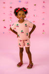 Pink Waffle Knit Cherry Short Set