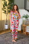 Mom & Me - School Supplies Waffle Knit Pajamas - CHILD-3T - Pink waffle knit pajamas with colorful school supply prints, short sleeves, and full-length pants.