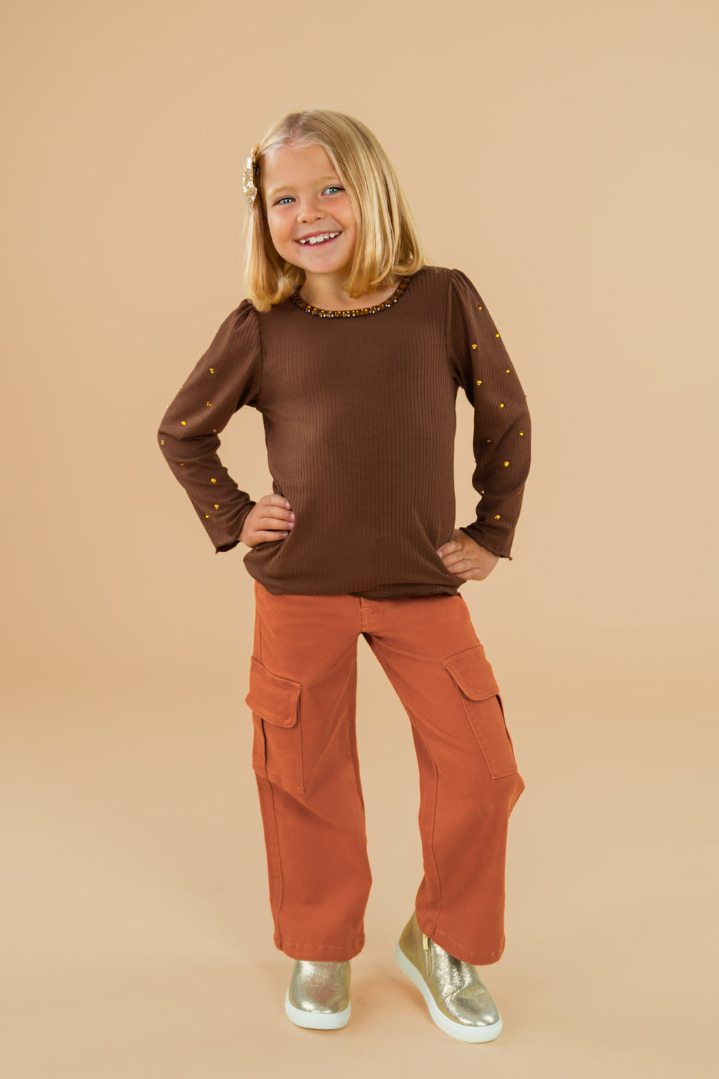 Rust Gemstone Denim Pant Set