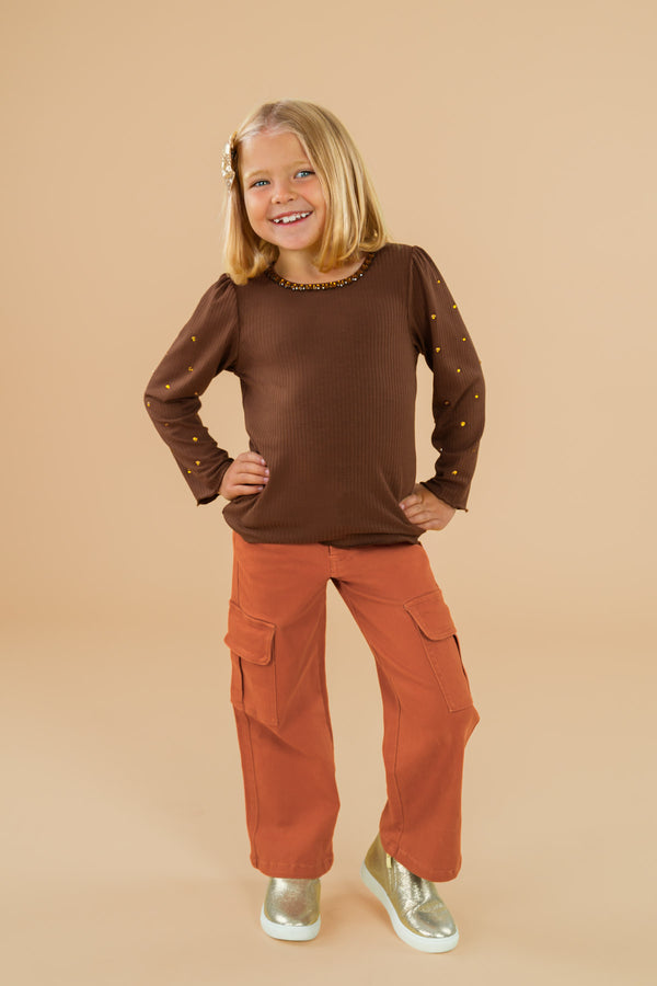 Rust Gemstone Denim Pant Set