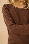 Rust Gemstone Denim Pant Set