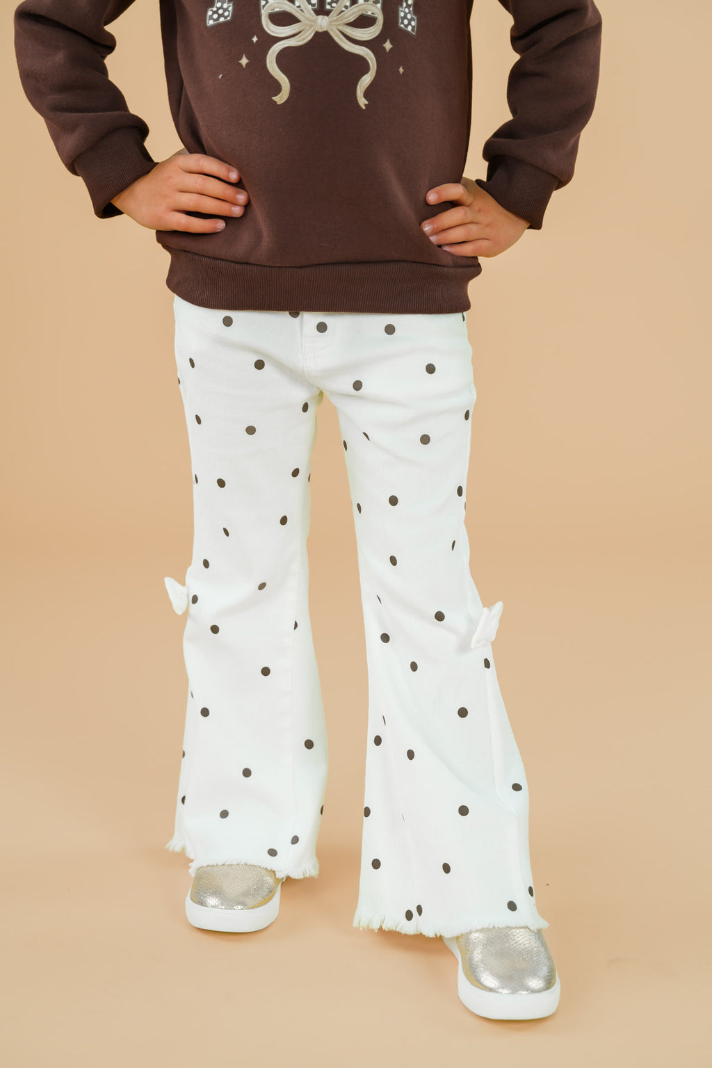"Pray" Polka Dot Denim Pant Set