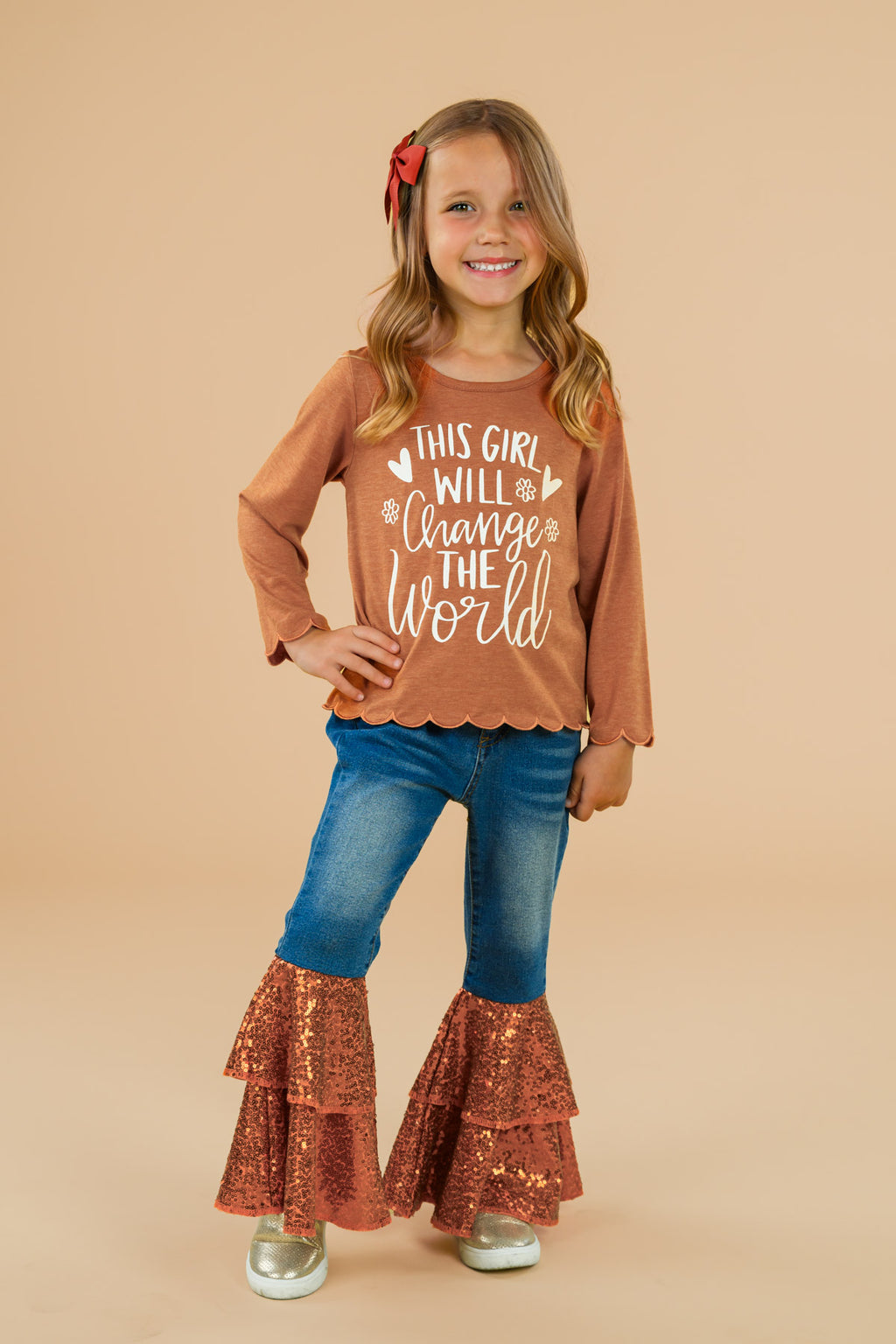 "This Girl Will Change The World" Bell Bottom Pant Set