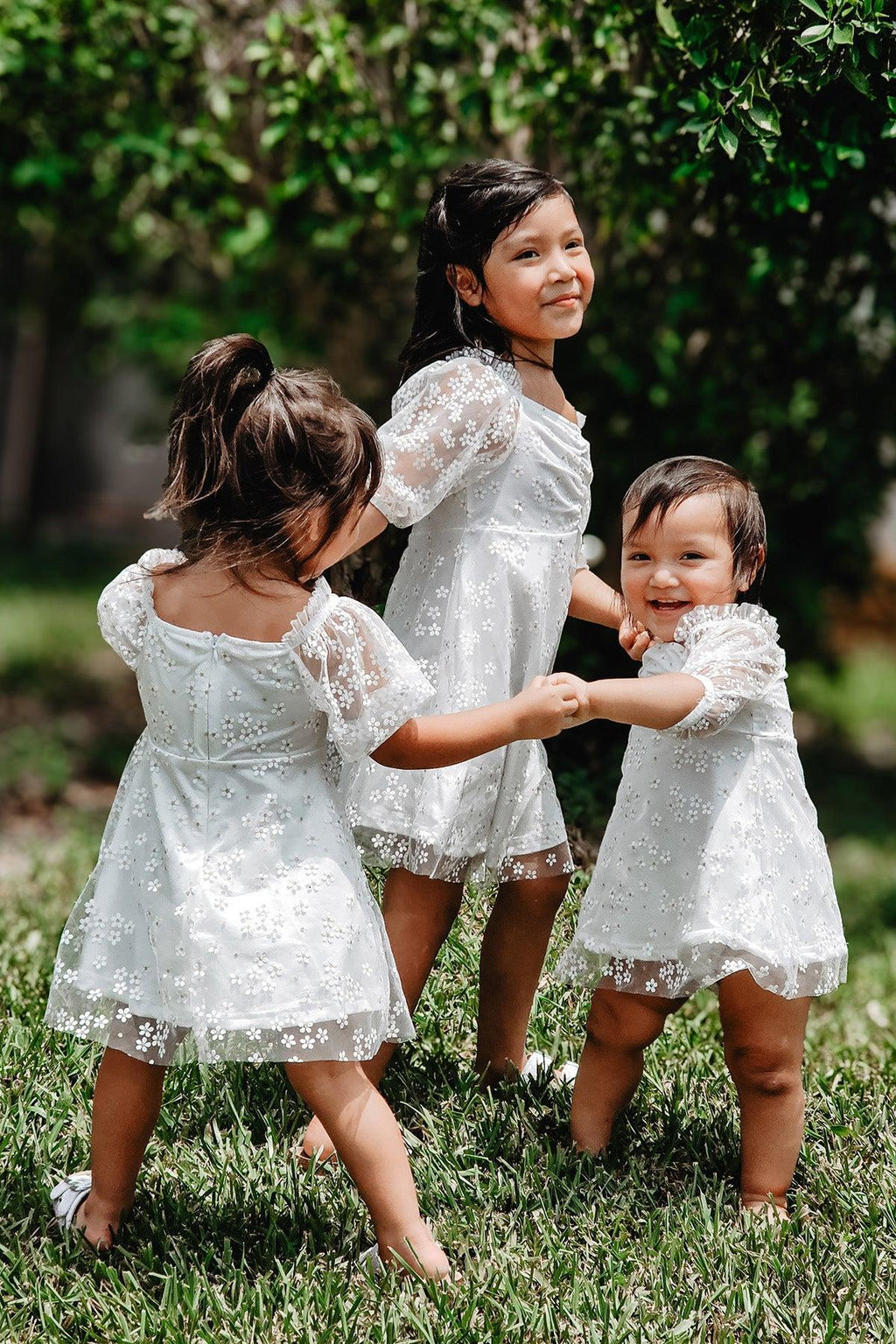 Mom & Me - White Glitter Daisy Tulle Dress | Sparkle in Pink
