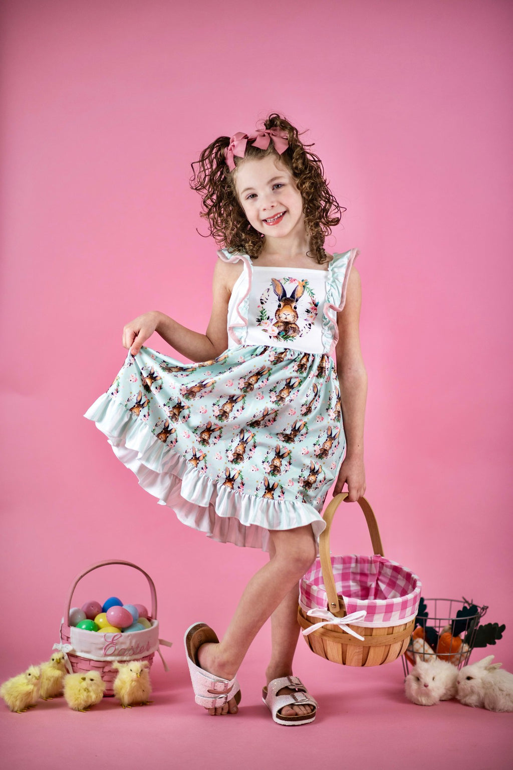 Peter Cottontail Mint Ruffle Dress - Sparkle in Pink