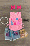 "In My Pre-K - 6th Grade Era" Denim Short Set | Sparkle in Pink