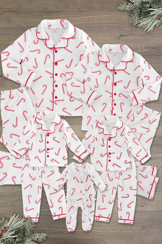 White Candy Cane Family Pajamas - AND PET BANDANA! | Sparkle in Pink