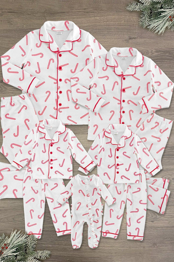 White Candy Cane Family Pajamas - AND PET BANDANA! | Sparkle in Pink