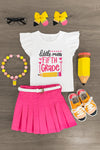 "Little Miss Pre-K - 5th Grade" Pink Skirt Set - Sparkle in Pink