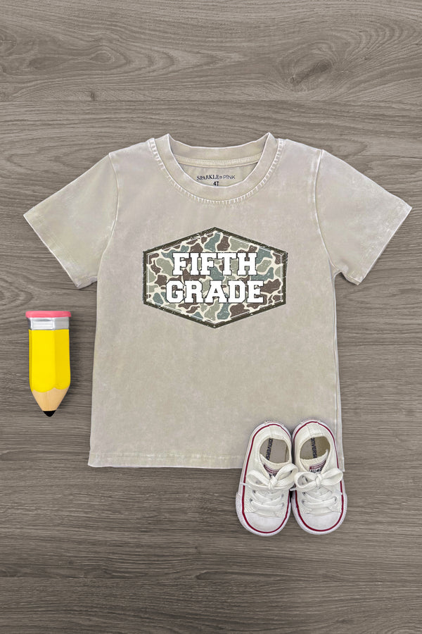 "Pre-K - Sixth Grade" Gray Camo Top | Sparkle in Pink
