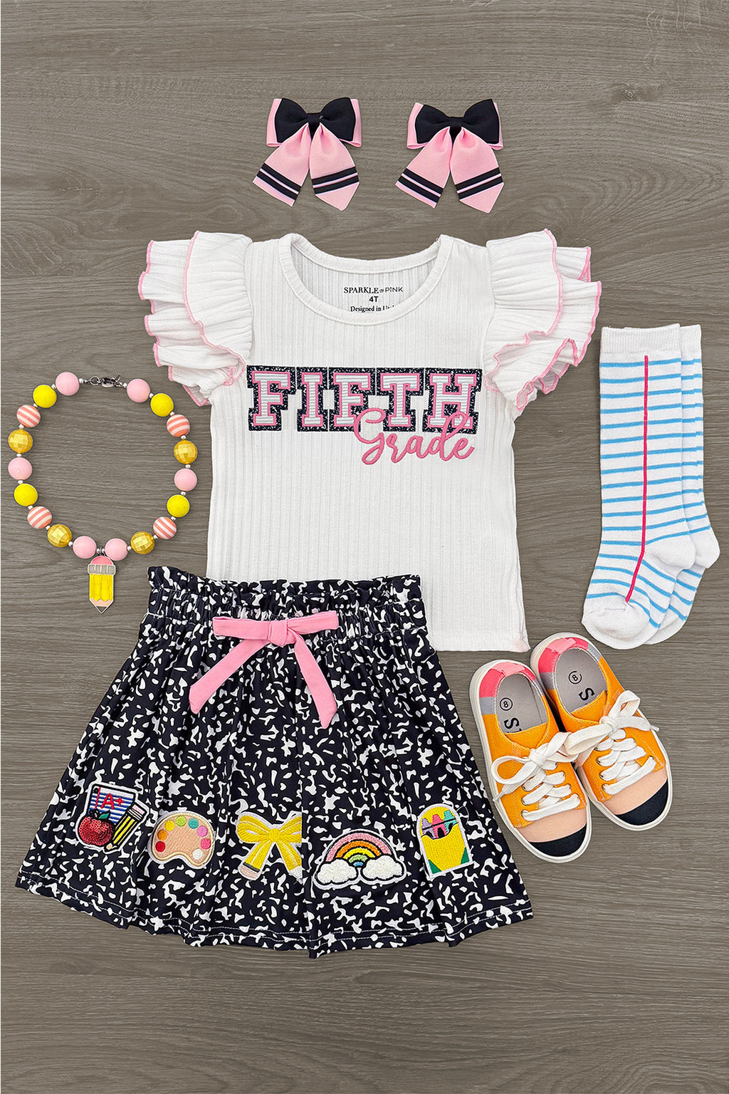 "Pre-K - Sixth Grade" Notebook Skirt Set
