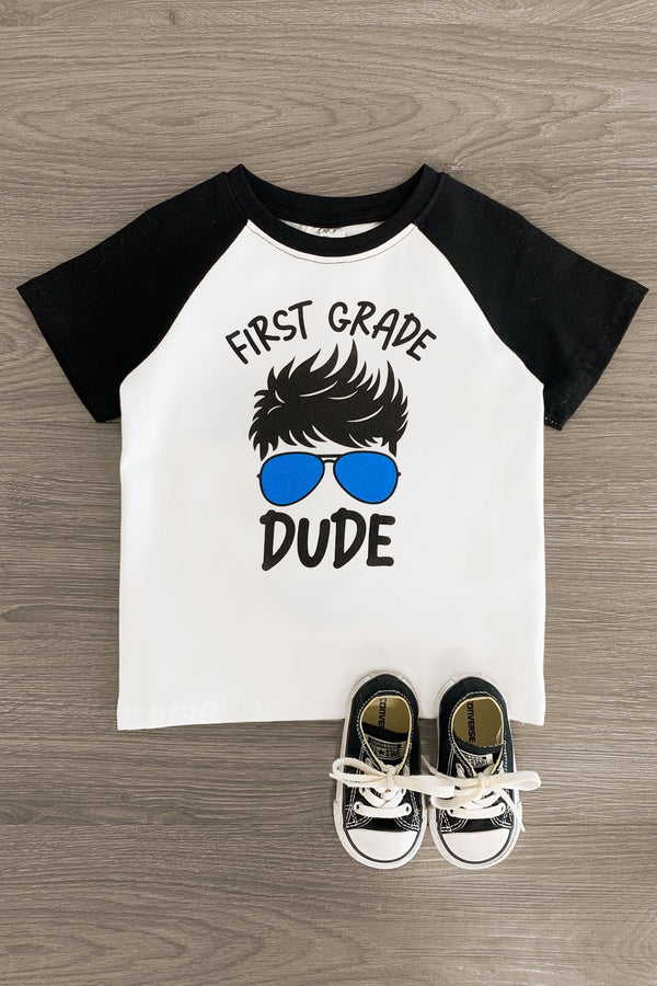 "Pre-K - 3rd Grade Dude" White & Black Top - Sparkle in Pink