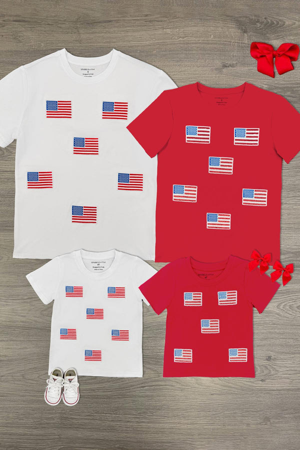 Red & White American Flag Tops
