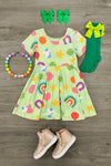 Green Charms Glitter Dress | Sparkle in Pink