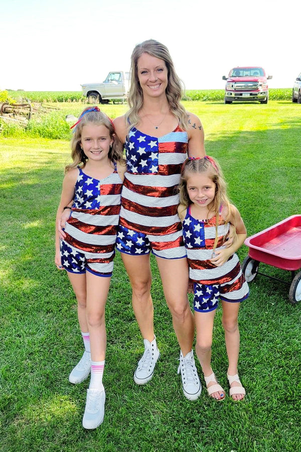 Mom & Me - Patriotic Sequins Tank Short Set | Sparkle in Pink