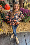 Pumpkin Floral Sequin Denim Pant Set - Sparkle in Pink