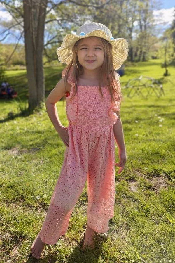 Eyelet Lace Jumpsuit - Sparkle in Pink