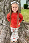 Floral Pumpkin Sweater Bell Bottom Set - Sparkle in Pink