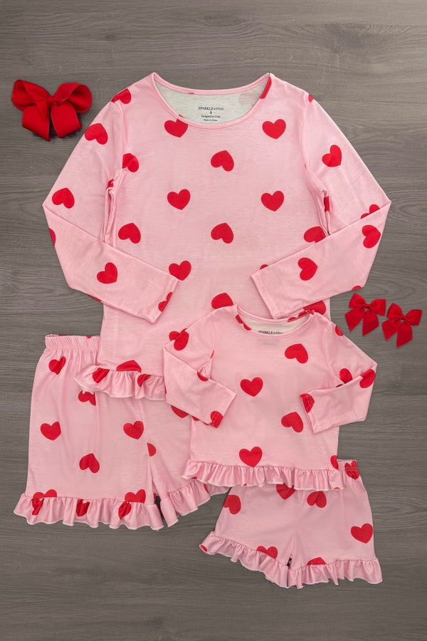 Mom & Me - Pink Ruffle Heart Pajamas | Sparkle in Pink