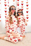 Mom & Me - White Lipstick Kiss Pajamas - Sparkle in Pink