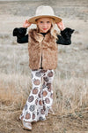 Pumpkin Bell Bottom Fur Vest Set | Sparkle in Pink