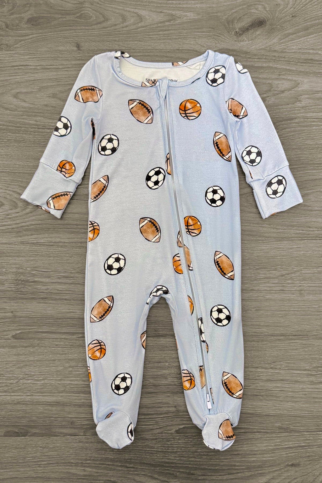 Light Blue Bamboo Ball Onesie | Sparkle in Pink