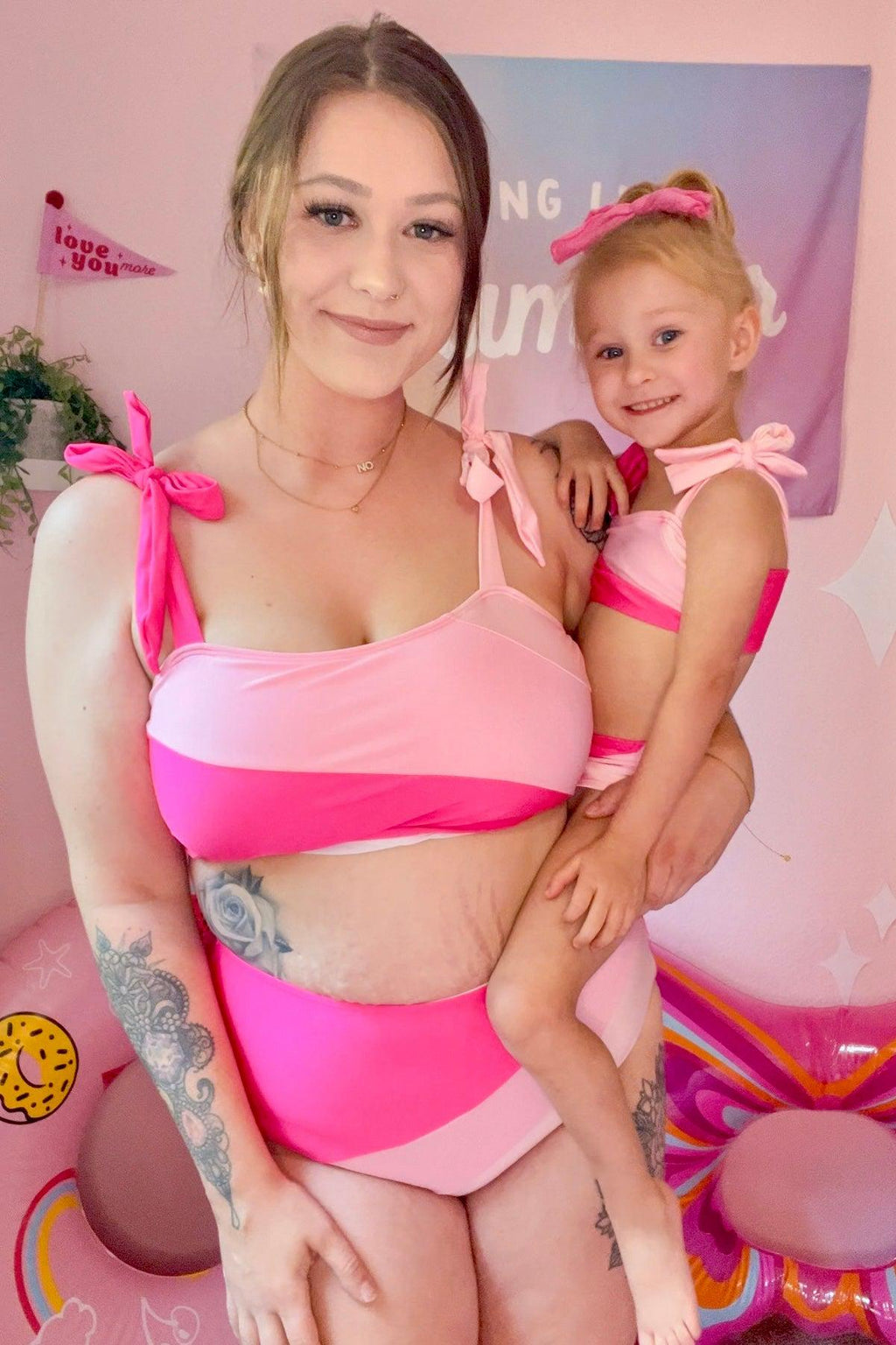 Mom & Me - Pink Colorblock Bikini | Sparkle in Pink