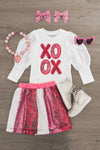 "XOXO" Pink Sequin Skirt Set | Sparkle in Pink