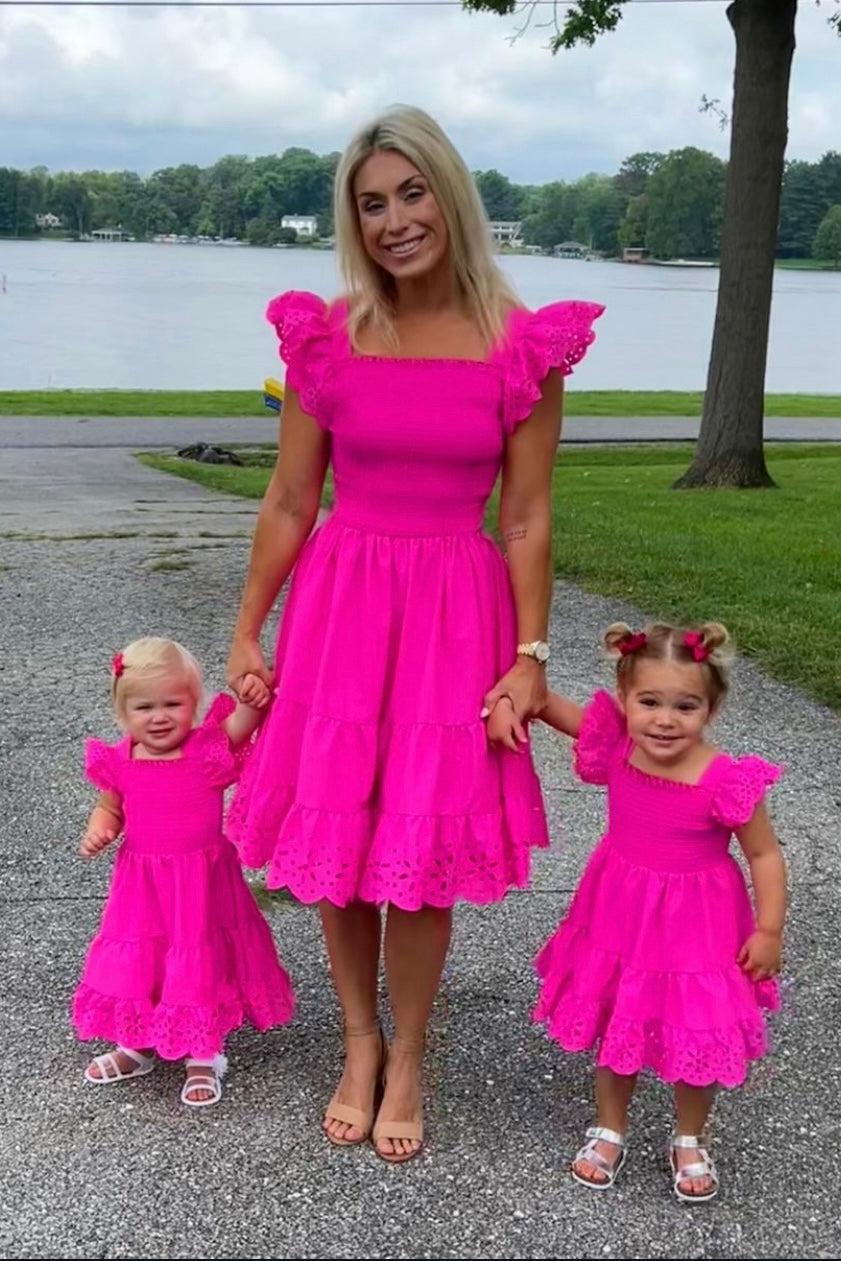 Mom & Me - Eyelet Ruffle Dress | Sparkle in Pink