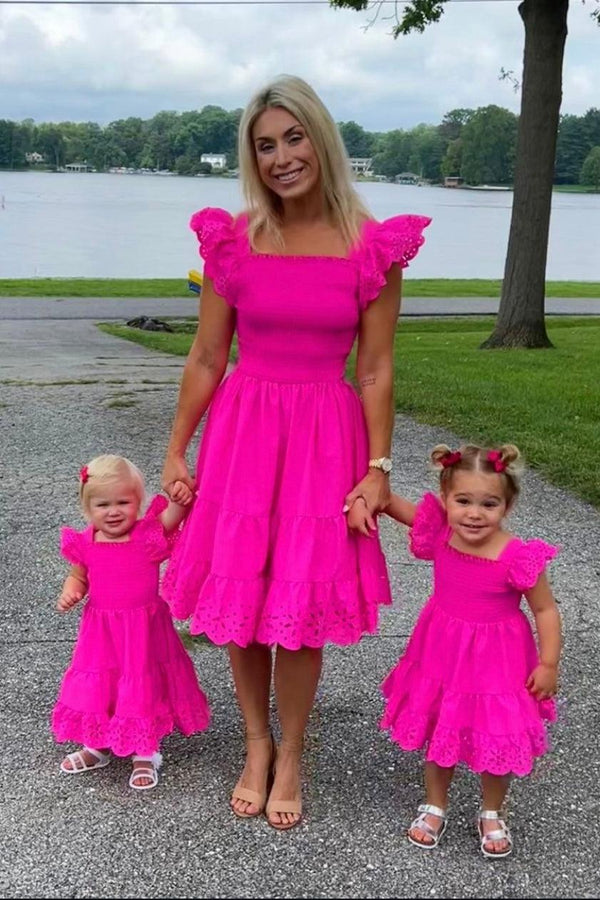 Mom & Me - Eyelet Ruffle Dress | Sparkle in Pink
