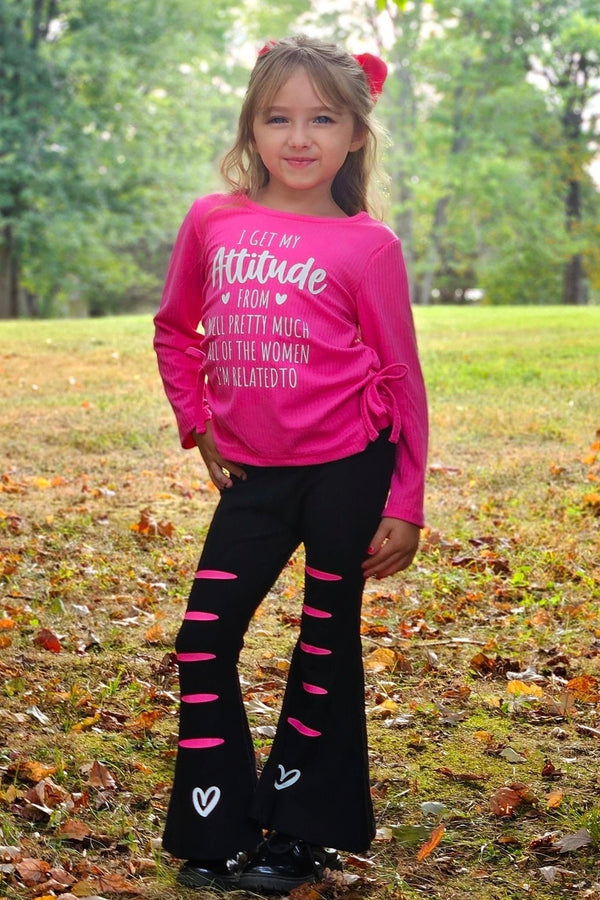 "I Get My Attitude From..." Pink Flare Pant Set | Sparkle in Pink