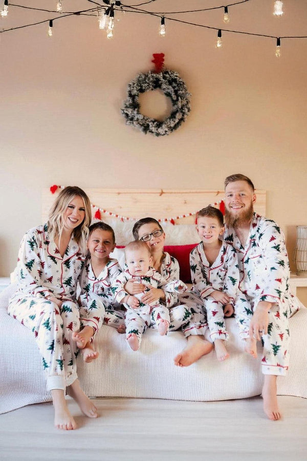 Festive Winter Trees Family Pajama Set - AND PET BANDANA! | Sparkle in Pink