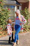 Mom & Me - White & Red Heart Cardigan - Sparkle in Pink