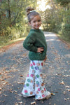 Green Sweater Pumpkin Bell Bottom Set - Sparkle in Pink