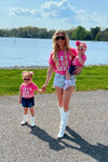 Mom & Me - "Let's Go Girls" Pink Chenille Patch Top - Sparkle in Pink