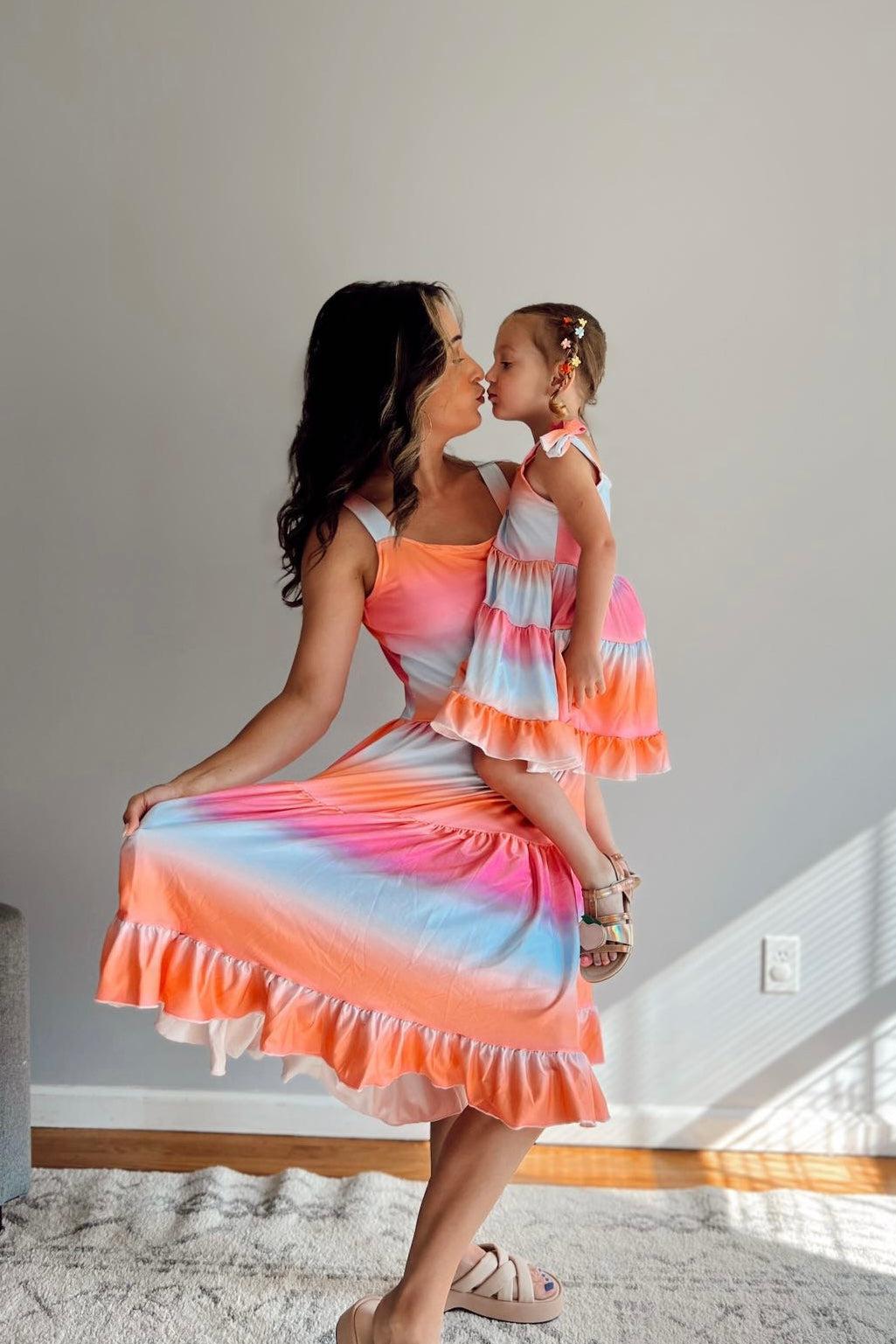 Sunset Ruffle Tank Dress | Matching Mom & Me Clothing – Sparkle In Pink