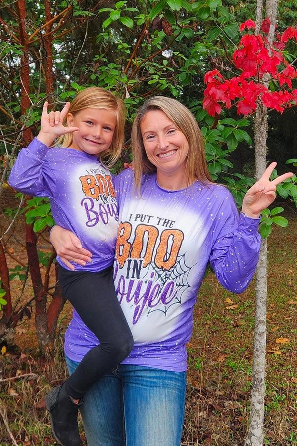Mom & Me - "I Put The Boo In Boujee" Purple Top - Sparkle in Pink