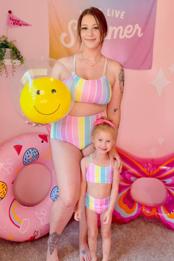 Mom & Me - Pastel Stripe Bikini | Sparkle in Pink