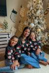 Mom & Me - Fuzzy Happy Santa Sweater - Sparkle in Pink